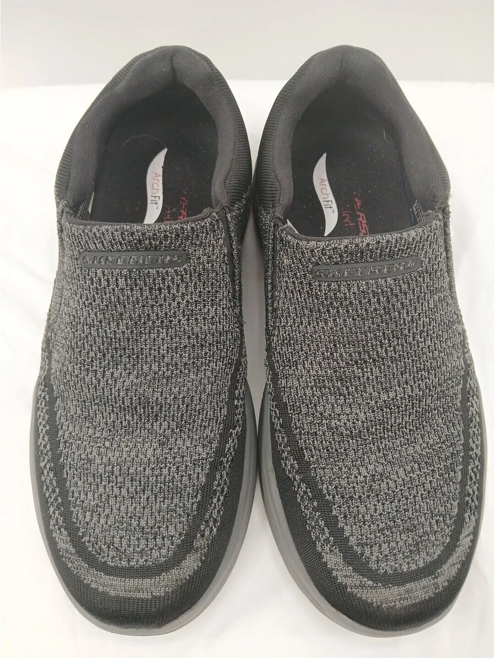 Skechers Air Cooled Arch Fit Shoes Mens 9.5 Gray Black Slip-on Loafers  Casual